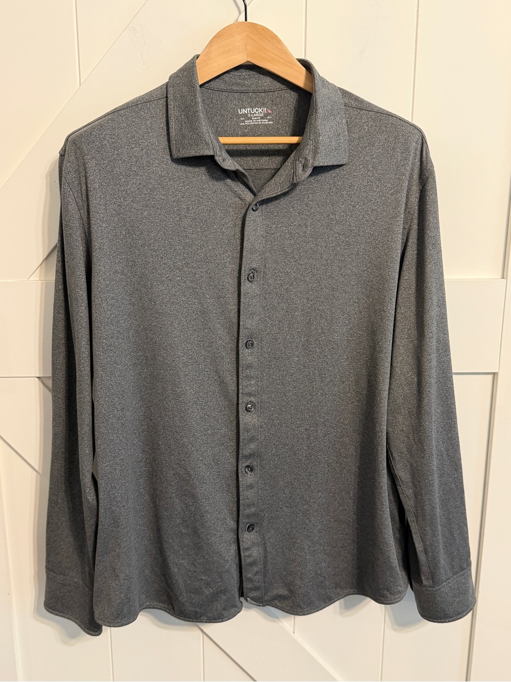 UNTUCKit Men’s XL Slim Fit Gray Performance Stretch Long Sleeve Button Down